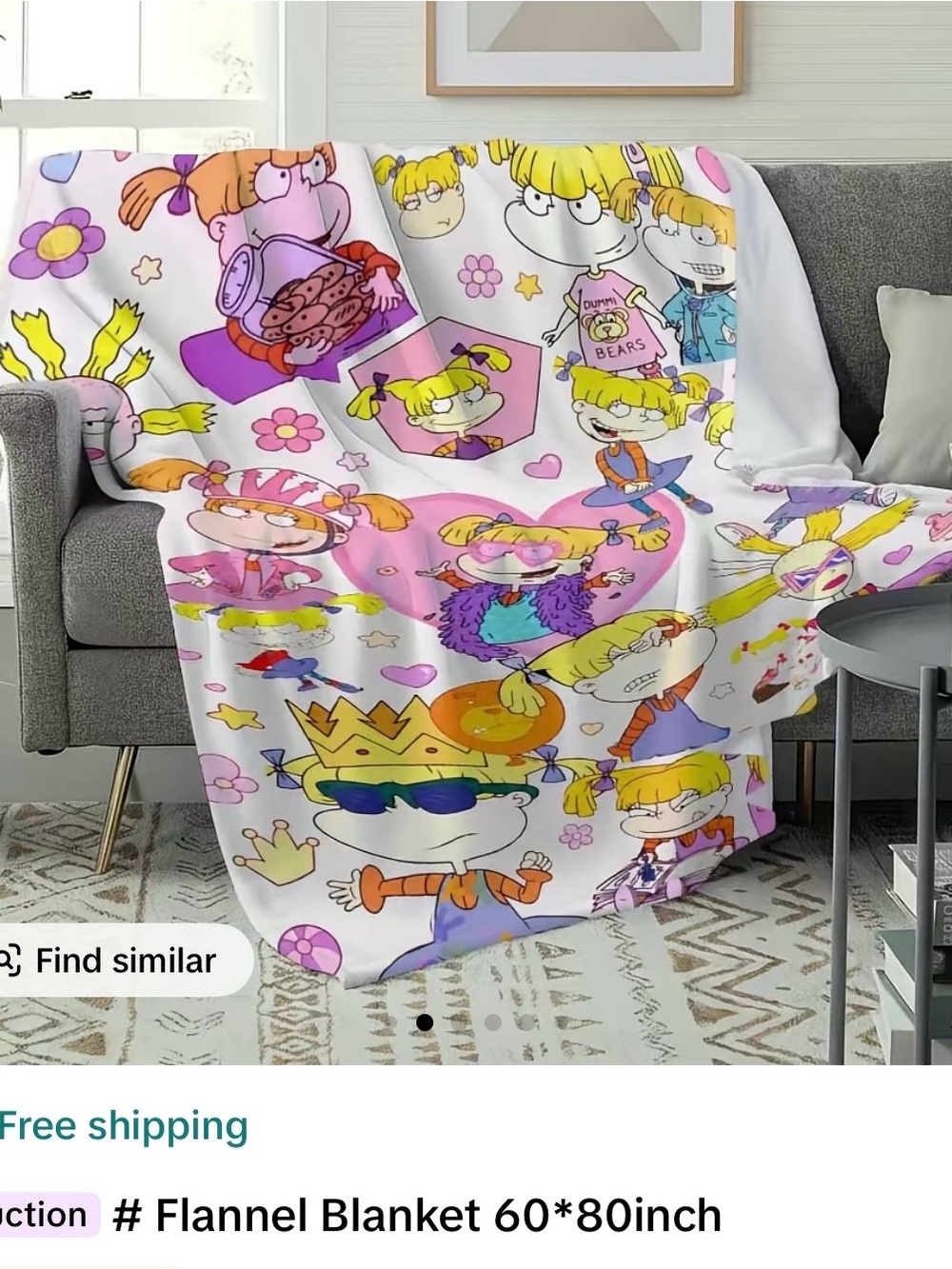 Brand new Angelica from Rugrats Pink Flannel Blanket